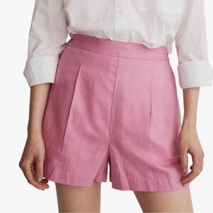 Madewell High Rise Linen Dusty Pink Pleated Shorts